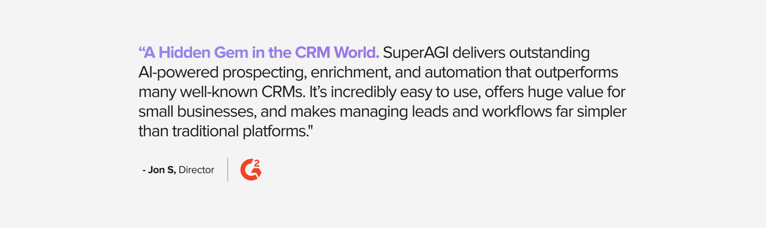 SuperAGI G2 Review Jon